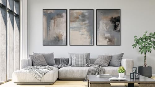 Large Framed Canvas Wall Art, Modern Grey Abstract Prints, 20"x28"x3 - color: grey, size: 20" X 28" X 3pcs Framed