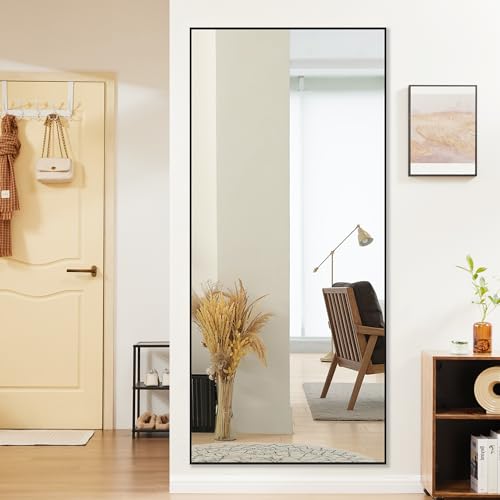 OLIXIS 64"x21.5" Full Length Mirror with Stand, Bedroom Body Mirror - color: Black-rectangle, size: 64"L x 21.5"W