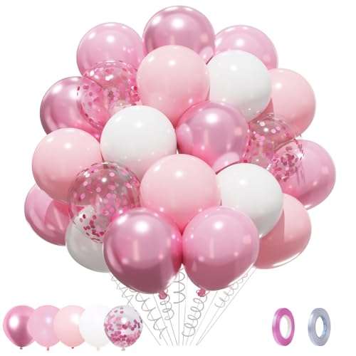 Patimate Pink and White Balloons Set 50 pcs 12 inch - color: Pink White