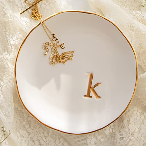 COLLECTIVE HOME Ceramic Jewelry Tray, Trinket Dish, Gifts for Women (K) - color: K