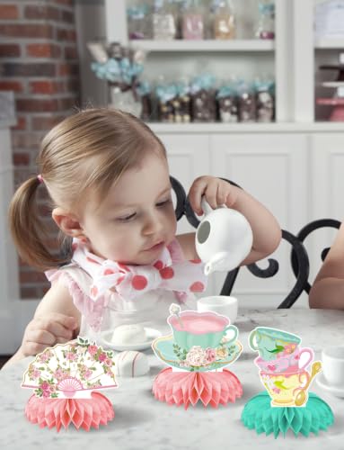 Tea Party Decorations, 9 Pcs Tea Party Table Decorations for Girls - style: Tea Party
