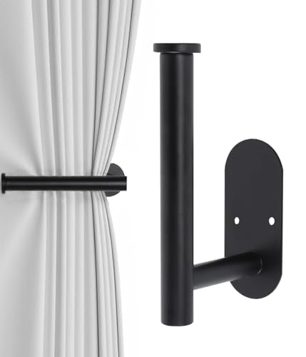 1pcs Curtain Holdbacks, Screw-in Curtain Tiebacks Curtain Tie Backs Curtain Holders for Wall Mounted Curtain Pull Backs for Drapes, Curtain Side Holders Hooks, 304 Stainless Steels, Black - color: Black, size: 1 pack Regular