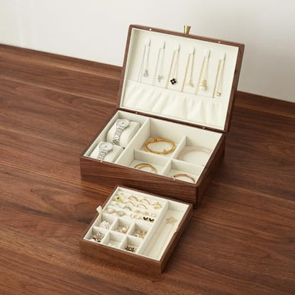 Black Walnut Wood Jewelry Box, No Lock - style: Vintage