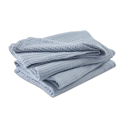 EMME Muslin Cotton Blanket Adults Heather Dusty Blue Throw XL 50"x70" - color: 07 - Dusty Blue, size: Large Throw (50" X 70")