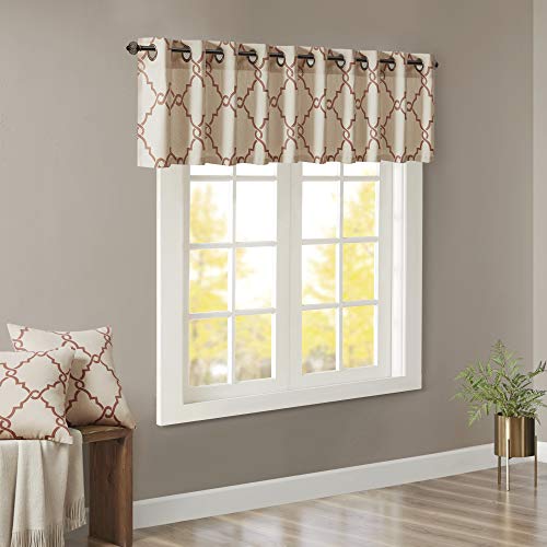 Madison Park Light Filtering Fretwork Print Valance, 50x18 Beige/Spice - color: Spice, size: 18"W x 50"L (Pack of 1)