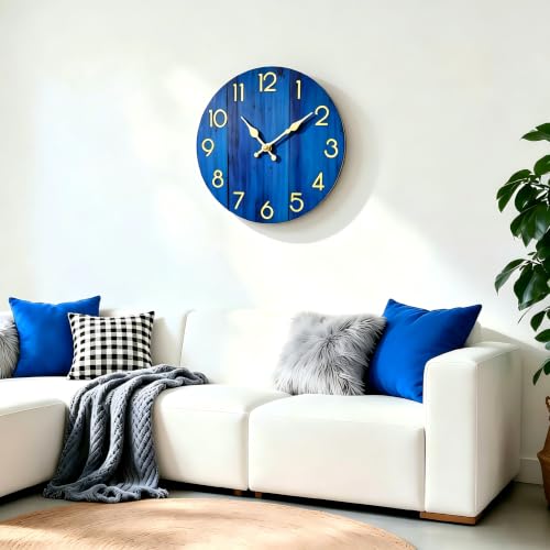 Blue Small Wall Clocks Battery Operated, 8 Inch Silent Wall Clock - size: 8 Inch