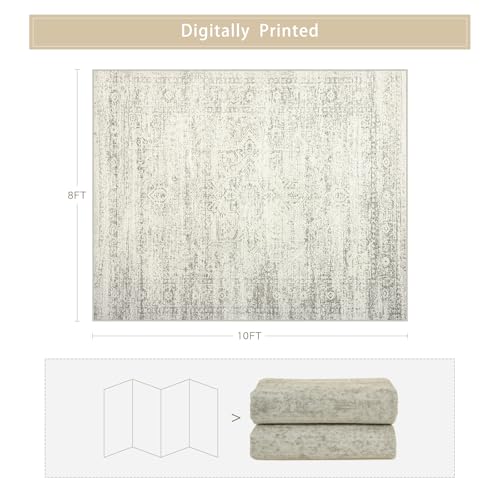 Washable Rugs 8x10 Area Rug for Living Room,Bedroom,Dining Room-Beige Green - color: Beige-green-grey, size: 8' x 10' (Rectangular)