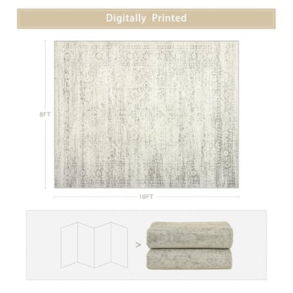 Washable Rugs 8x10 Area Rug for Living Room,Bedroom,Dining Room-Beige Green - color: Beige-green-grey, size: 8' x 10' (Rectangular)