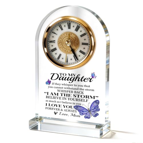 WKYAER Daughter Gifts Acrylic Desk Clock, to My Daughter Quote Keepsake, Butterfly Wildflower Decor, Inspirational Birthday Present, Birthday Graduation, 4.3 x 7.8 in - color: Gift 16