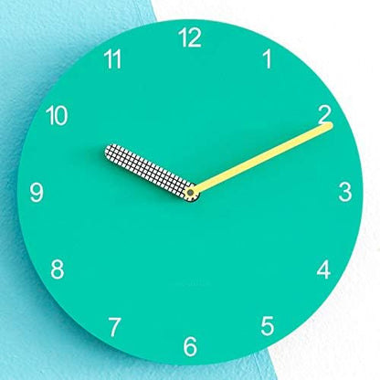 Stephanie Imports Modern Minimalist Teal & Yellow Wall Clock - color: Teal & Yellow