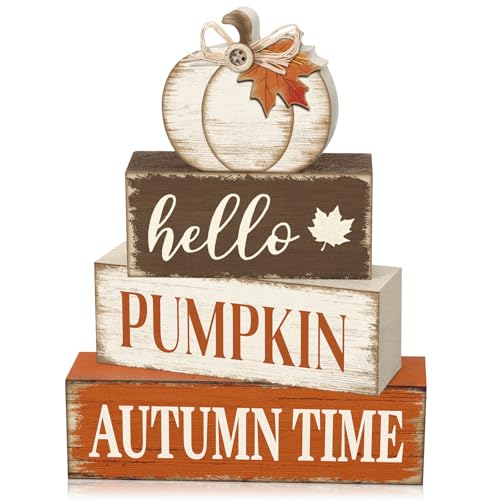 Yousoontic 4 Pcs Fall Pumpkin Maple Leaf Figurines, Rustic Farmhouse Decor - style: Autumn Pumpkin Maple Leaf