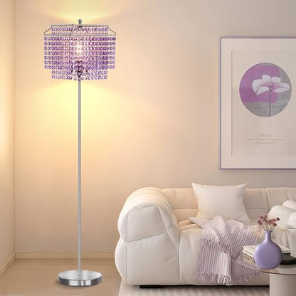 Crystal Floor Lamp Purple, 64" Tall Standing Lamps Elegant Floor Lamp - color: Purple