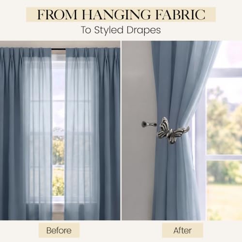 RTZEN Metal Curtain Tiebacks, Drapery Holders for Wall, 2 Pcs - size: Medium, style: Butterfly - BZ