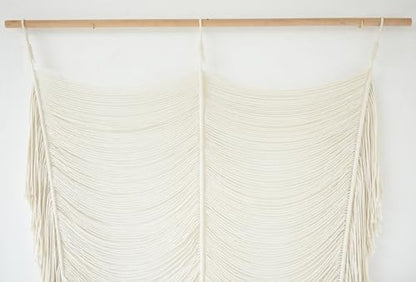 Macrame Curtain Handmade Boho Doorway Window Divider Fiber Art 41" W*75" L - color: Ivory1