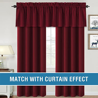 H.VERSAILTEX 2 Panels 100% Blackout Valances for Windows,Red Christmas Valance Curtains for Kitchen/Bathroom/Living Room/Bedroom Thermal Insulated Rod Pocket, 2 Pack, 52" x 18", Burgundy - color: Burgundy