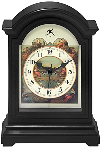 Infinity Instruments Black Plastic Tabletop Clock 9 x 6 Decorative Mantle