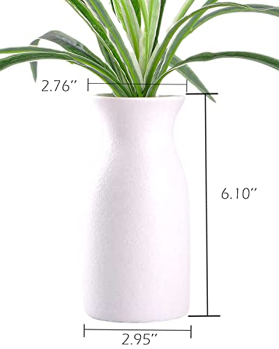 WHJY 6 inch White Nordic Minimalist Matte Handmade Ceramic Vases, Japanese Zen Stoneware Flowerware, Floral Decorations, for Living Room, Study, Bedroom, Balcony, Bar - Short White - color: White, size: 6in