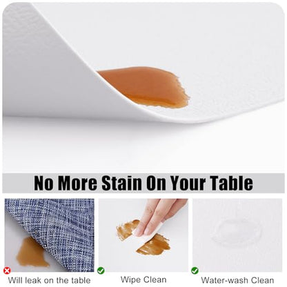 Homaxy PU Faux Leather Placemats for Dining Table, Set of 6, White - color: White