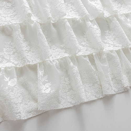 Kotile Ivory Lace Ruffle Valance for Windows W52 x L18 Inch, 1 Panel - color: Ivory - Ruffle Lace