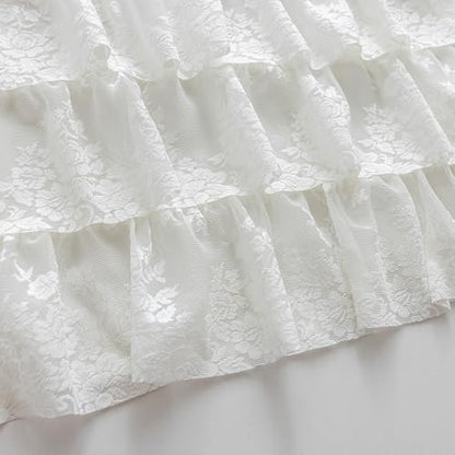 Kotile Ivory Lace Ruffle Valance for Windows W52 x L18 Inch, 1 Panel - color: Ivory - Ruffle Lace