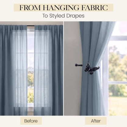 RTZEN Metal Curtain Tiebacks, Drapery Holders for Wall, 2 Pcs - size: Medium, style: Butterfly