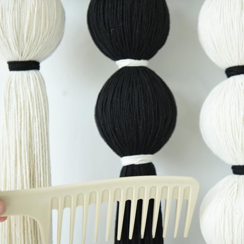 Macrame Wall Hanging Black White Sphericity Fiber Yarn Art 39"W*39"L - color: Black and White