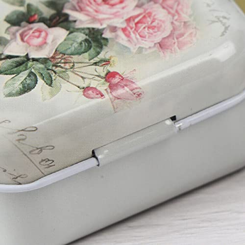 32Pcs Mini Flower Tin Trinket Jewelry Organizer Box Tinplate Storage Case with Lid Small Rectangular Bead Container for Storage of Small Items, Crafts, Christmas stocking stuffers(flower)