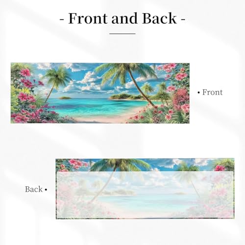 Beach Palm Tree Curtain Valance 54x18 Inches Window Treatment Rod Pocket Valance for Kitchen Bathroom Bedroom - color: Beach Palm Tree