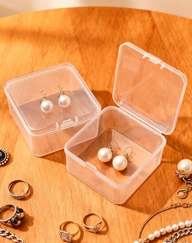 LJY 60 Clear Square Plastic Boxes, 2.5 x 2.5 x 1.4 in for Coins - color: Transparent, size: Single Size (2.5 x 2.5 x 1.4 inch)
