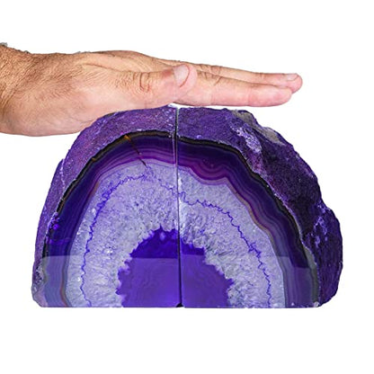 AMOYSTONE Purple Agate Bookends, Heavy Book Stoppers for Large Hardcover - color: Purple, size: 6-8 Pounds