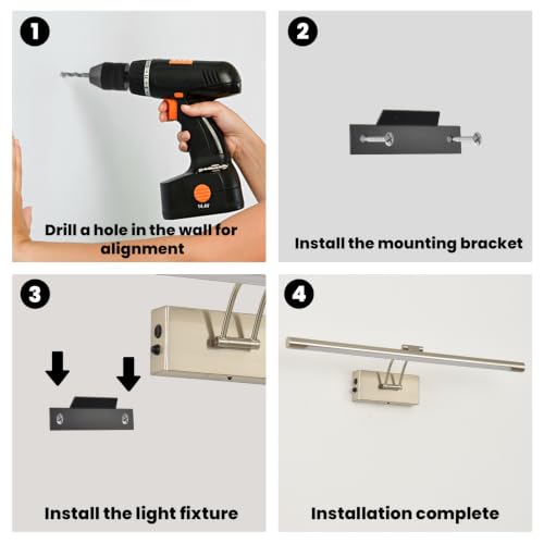 Battery Operated Picture Light for Wall,Brushed Nickel 23.6-Inch - color: Brushed Nickel, size: 23.6 Inch
