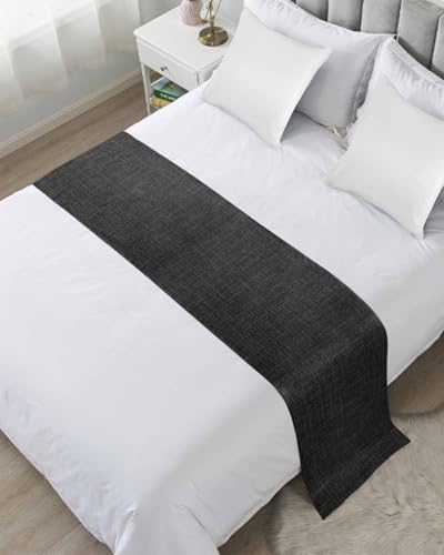 Black Bed Runner Scarf Cal King Size, Shabby Chic Rural Pastoral Farmhouse Luxury Bed Throw Runners & Scarves for Twin Full Queen King Foot of Bed, Bedroom Hotel Wedding Room Decoration, 102"x20" - color: Black, size: 102x20in,260x50cm