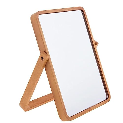 Mokoze Wood Desk Mirror, Adjustable Tabletop Vanity Mirror, 10.55" x 7.87"