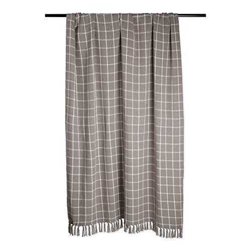 DII Transitional Checked Plaid Woven Throw, 50x60, Gray - color: Gray, size: 50x60"