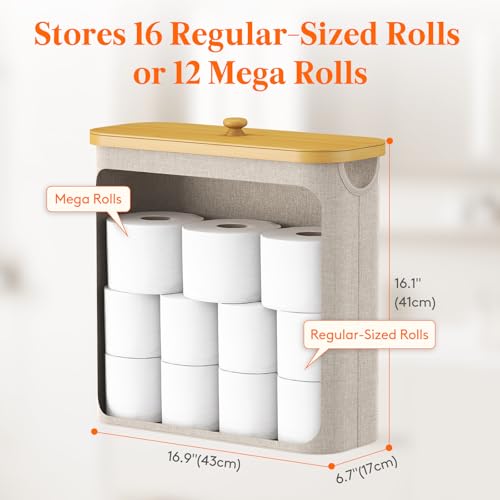 Lifewit Toilet Paper Storage Holder, Extra Large Stand Basket, 30L, Beige - color: Beige, size: 30L