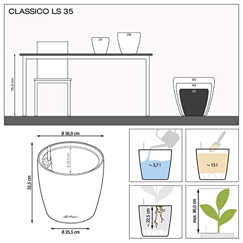 Lechuza 16069 Classico LS 35 Self-Watering Planter, Black High Gloss - color: Black High-gloss, size: D35 H33 cm