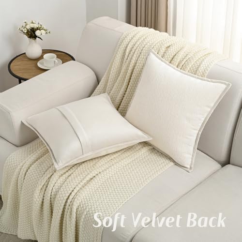 FUTEI Pack of 2 Chenille Soft Throw Pillow Covers 16x16 Inch, Cream White - color: Cream White, size: 16" x 16" (Pack of 2)