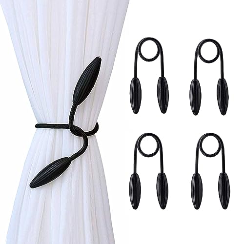 Black Curtain Holdbacks Decorative Curtain Tiebacks, Set of 4 - color: Black, size: 4PCS