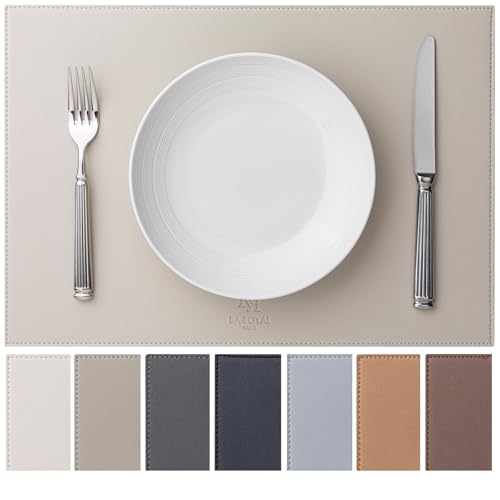 Baroyal Faux Leather Placemats Set of 4 Vinyl Washable Wipeable Table Mats for Kitchen Dining Table Heat Resistant Waterproof Modern Indoor/Outdoor Placemats Non-Slip Easy Clean Place Mats-Cream White - color: B-cream White
