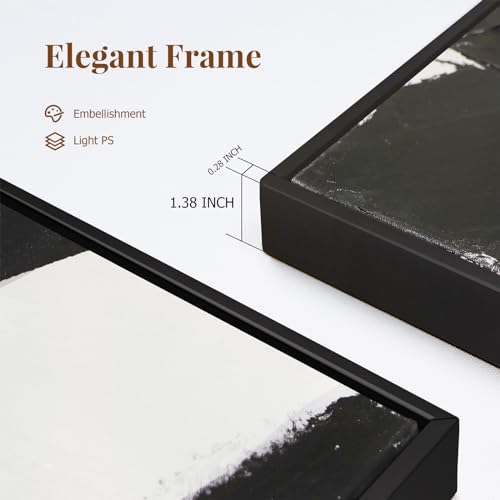 Zessonic Black and White Abstract 3D Textured Canvas Wall Art,24"x36"x2 - color: Black and White - B, size: 24" x 36" x 2 Panels Framed