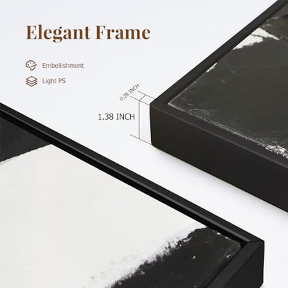 Zessonic Black and White Abstract 3D Textured Canvas Wall Art,24"x36"x2 - color: Black and White - B, size: 24" x 36" x 2 Panels Framed