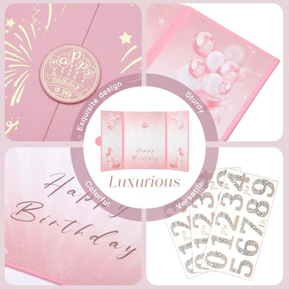 Pink Gold Birthday Party Decorations 18"x12" Guest Sign in Book Alternative - color: Pink
