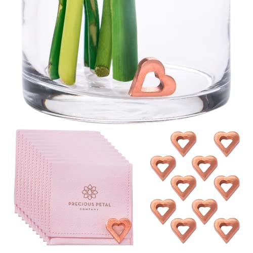 Flower Food Alternative for Fresh Cut Flowers. Copper Charm Keeps Flower Water Clean and Clear. Just Place it in the Vase, Reusable Heart 10 - color: Heart, size: Pack of 10