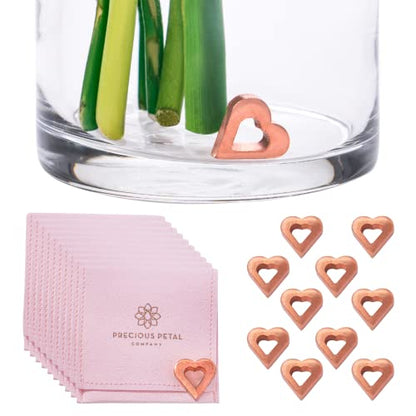 Flower Food Alternative for Fresh Cut Flowers. Copper Charm Keeps Flower Water Clean and Clear. Just Place it in the Vase, Reusable Heart 10 - color: Heart, size: Pack of 10