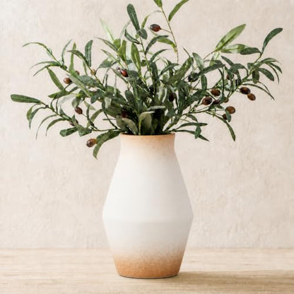 Rustic Farmhouse Ceramic Vase, 10 Inch - color: Brown and White, size: 10 inch