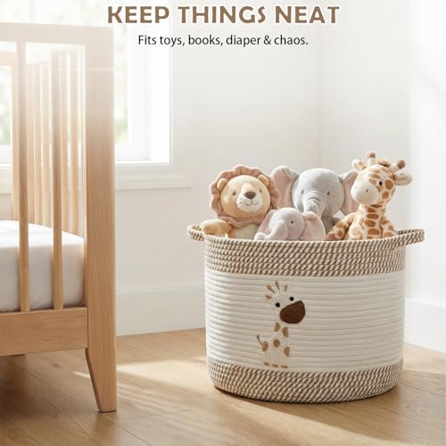 Baby Laundry Basket for Nursery, Large 15”x12” Giraffe Storage Baskets - color: Giraffe