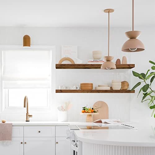 QEEIG Extra Long Floating Shelves for Wall (Brown, Set of 2, 47.2") - color: A. Brown, size: 47.2"