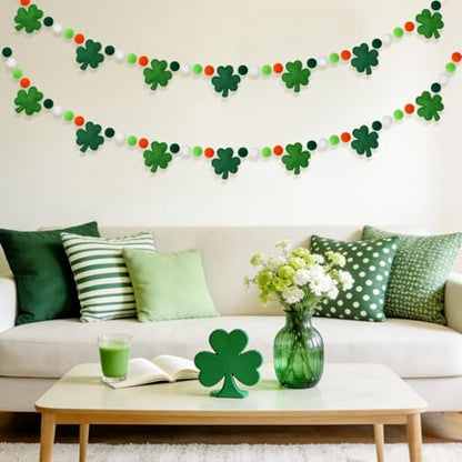 Jansun 8.2ft 3D St Patrick's Day Shamrock Felt Garland - color: Green Shamrock