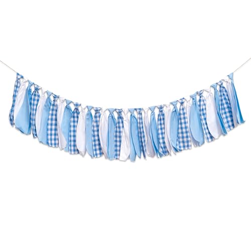 Blue and White Gingham Banner/Garland - color: Blue