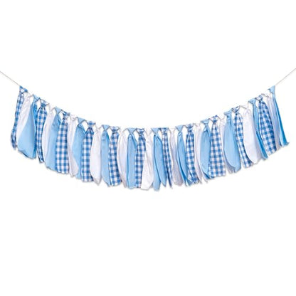 Blue and White Gingham Banner/Garland - color: Blue